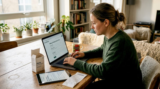 Woman starting health product return online